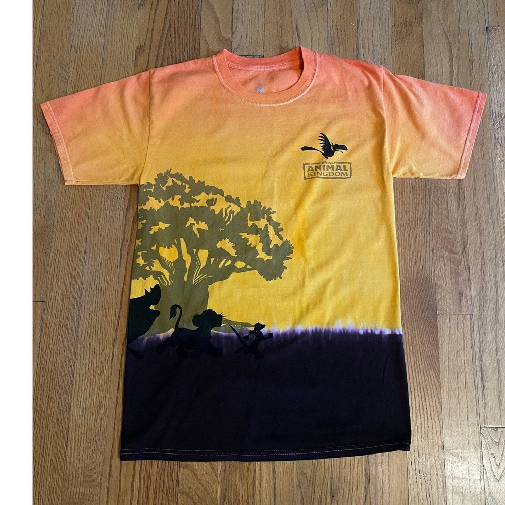 Disney Parks Animal Kingdom Lion King Ombre Graphic T-Shirt Small Hanes Orange